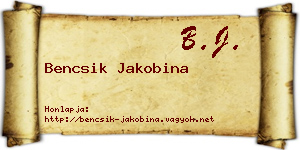 Bencsik Jakobina névjegykártya