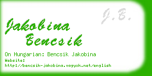 jakobina bencsik business card